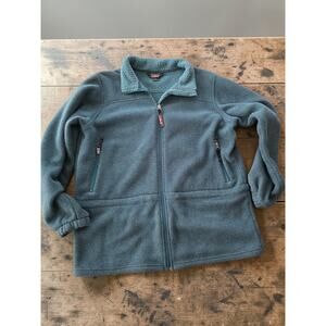 L.L.Bean Womens Large Teal Full Zip Fleece Cinch Waist Jacket Outdoor